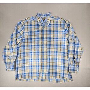 Solemare Maus Hoffman‎ Shirt Mens Large Blue Plaid Long Sleeve Made In Italy.